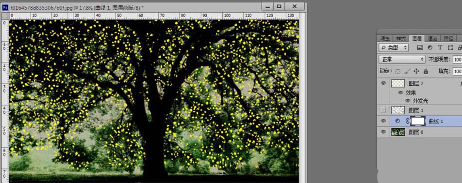 Adobe Photoshop给大树设计斑点光源的详细教学