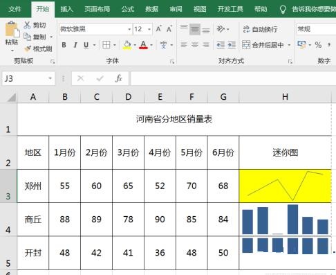 Excel插入迷你图的操作流程