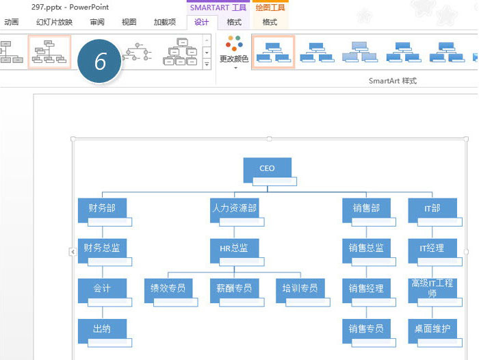 PPT制作复杂组织架构图的图文操作